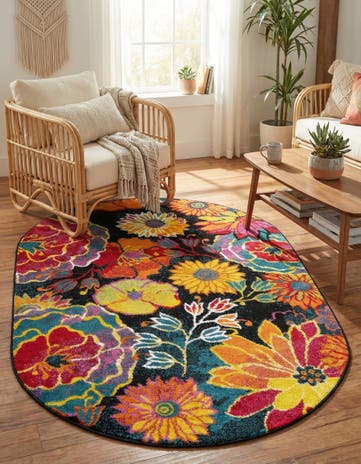 Black Tuscany Oval Rug