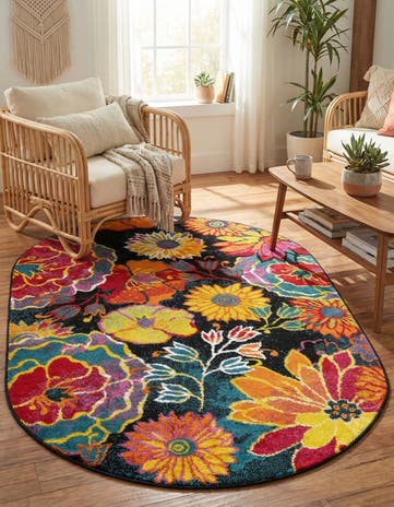 Black Tuscany Oval Rug