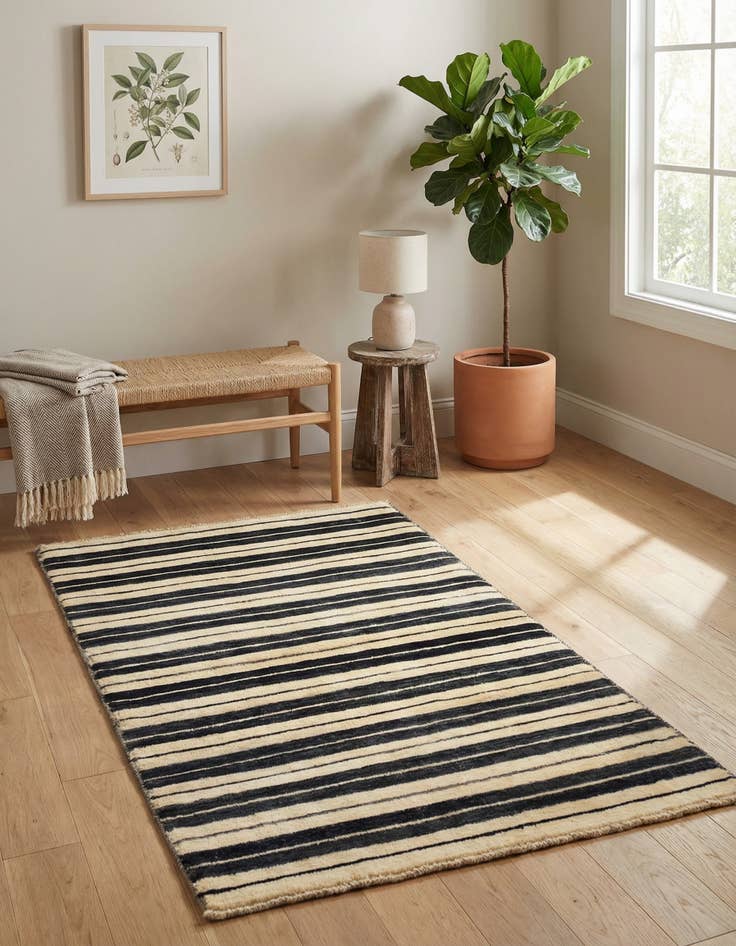 Detail image of 3' x 4' 10  Hand Knotted Modern Ziegler Rug