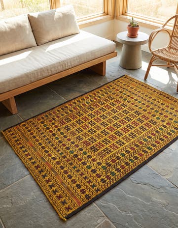 3' 10 x 6' 2 Hand Woven Kilim Afghan Wool Rug