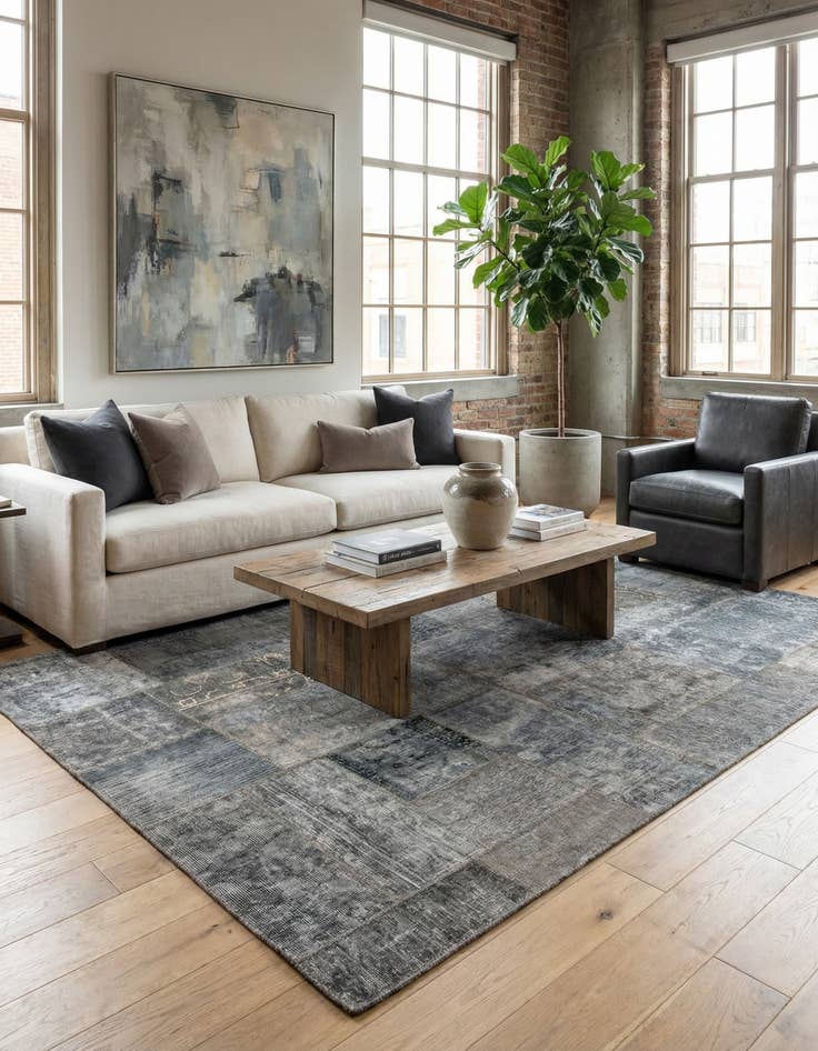 Detail image of 6' 8 x 7' 9  Hand Knotted Ultra Vintage Persian Wool Rug