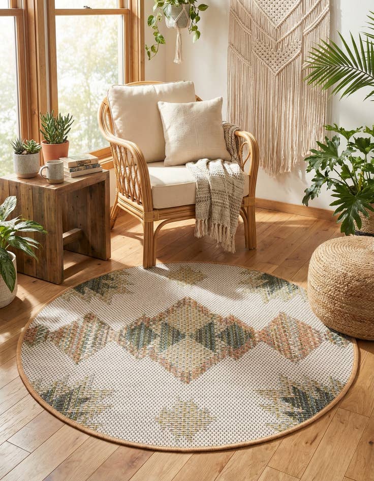 Detail image of  3' 3 x 3' 3  Washable Baja Indoor / Outdoor Round Rug