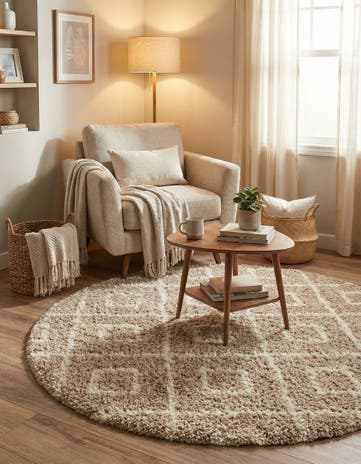 5' 3 x 5' 3 Lattice Shag Round Rug