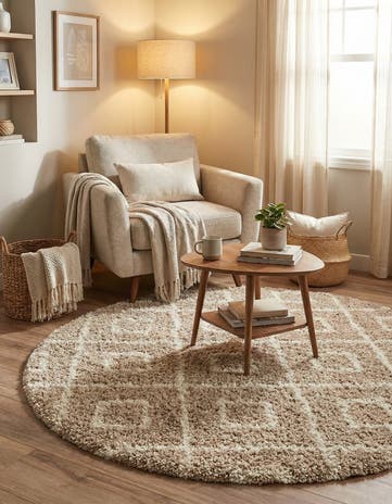 5' 3 x 5' 3 Lattice Shag Round Rug
