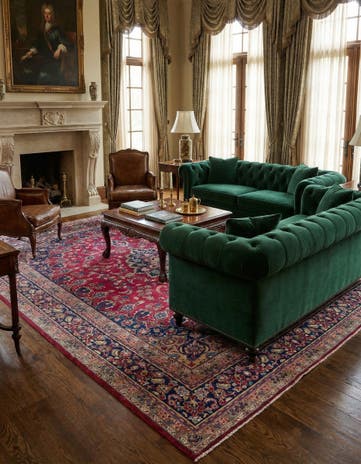 9' 9 x 12' 8 Hand Knotted Mashad Persian Wool Rug