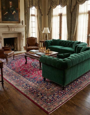 9' 9 x 12' 8 Hand Knotted Mashad Persian Wool Rug