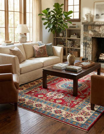 5' 9 x 8' 5 Hand Knotted Kazak Rug