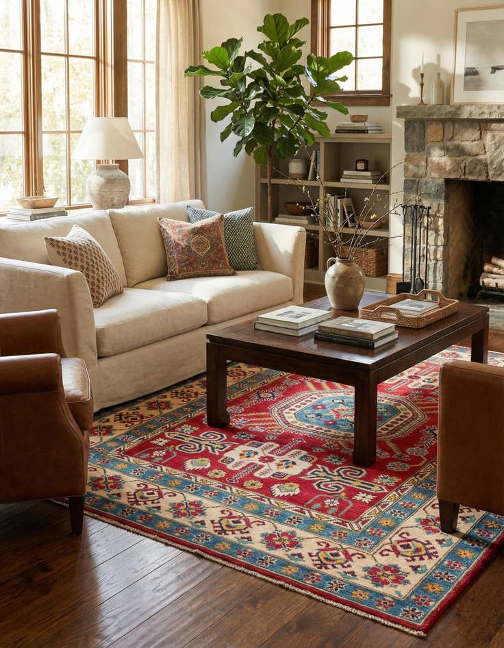 Detail image of 5' 9 x 8' 5  Hand Knotted Kazak Rug