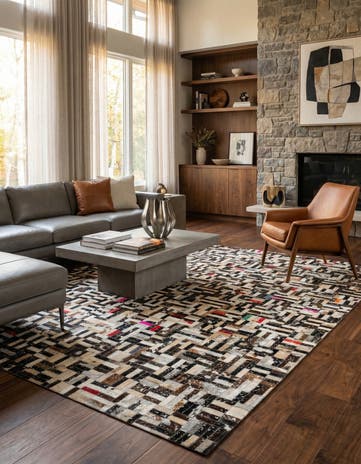 5' 2 x 8' Cowhide - Patchwork Rug