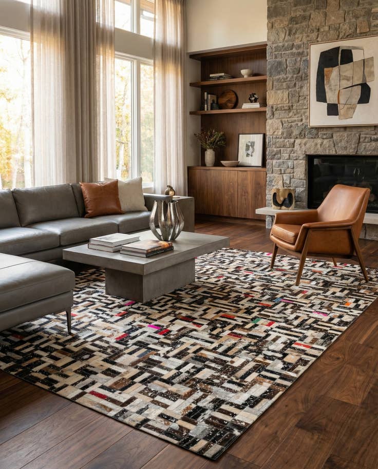 Detail image of 5' 2 x 8' Cowhide - Patchwork Rug