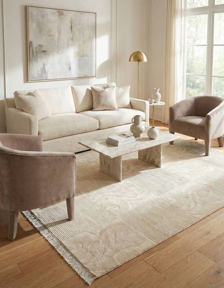 Detail image of  5' 9 x 8'  Hand Knotted Darya Wool Rug