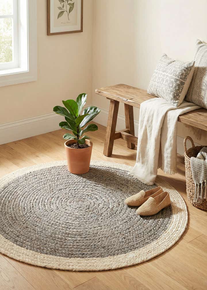 3' 1 x 3' 1 Handmade Braided Jute Round Rug