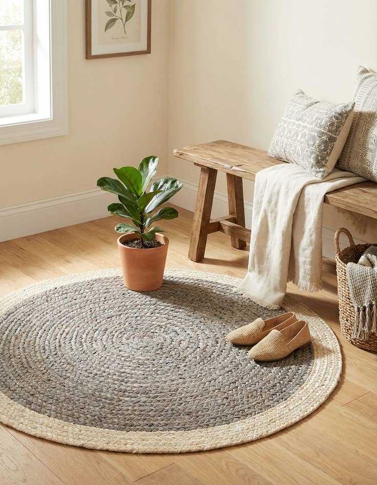 Detail image of  3' 1 x 3' 1  Hand Braided Jute Round Rug