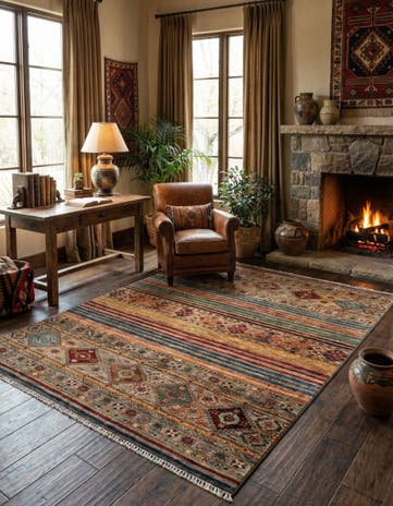 5' 9 x 8' 2 Torkman Wool Rug