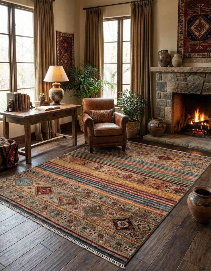 Detail image of  5' 9 x 8' 2 Torkman Wool Rug