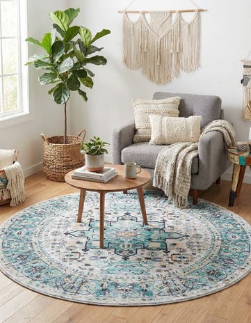 6' x 6' Washable Yara Round Rug