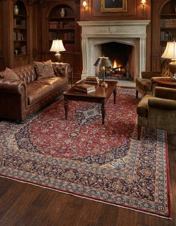 9' 6 x 12' 9 Hand Knotted Kashan Persian Wool Rug