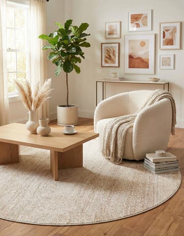 Ivory Gemstone Round Rug