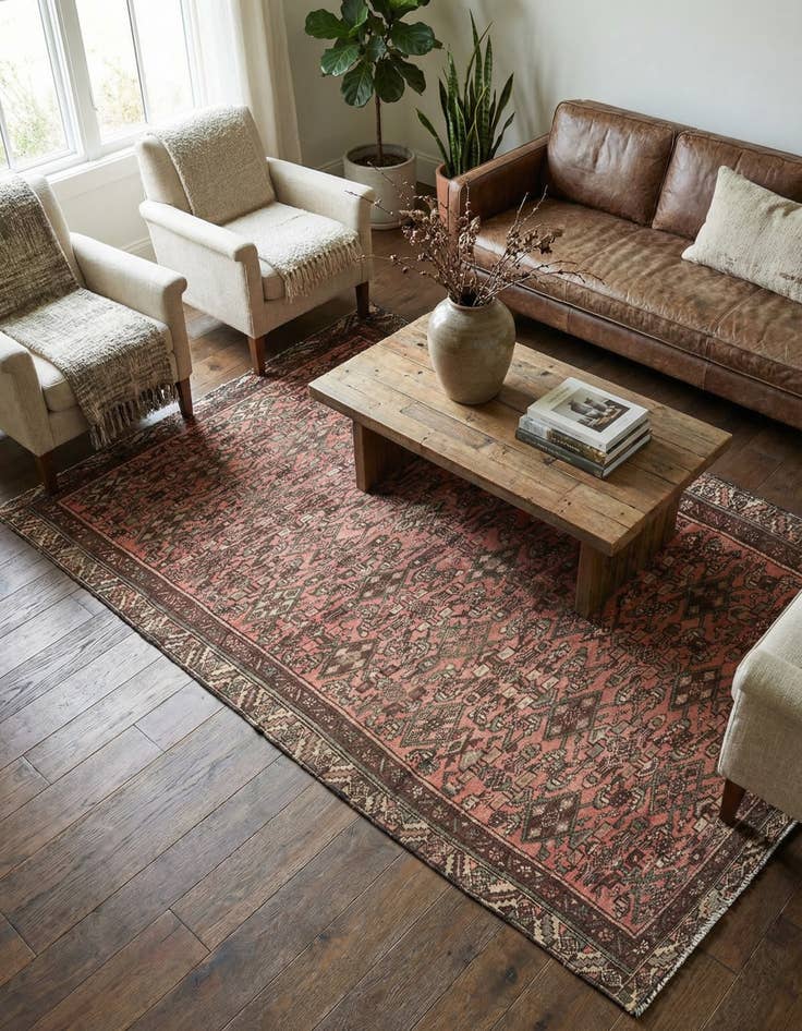 Detail image of 4' 4 x 8' 10  Hand Knotted Ultra Vintage Persian Wool Runner Rug