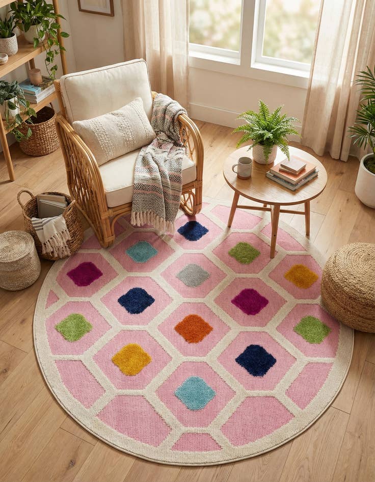 Detail image of 5' 3 x 5' 3  Washable Aruba Indoor / Outdoor Round Rug