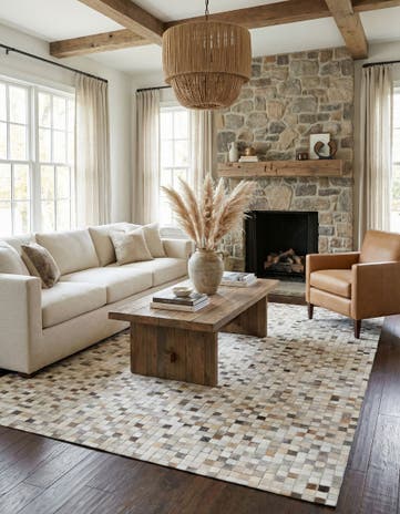 5' x 8' 2 Cowhide Leather Rug