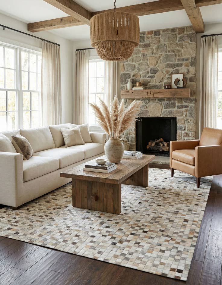 Detail image of 5' x 8' 2 Cowhide Leather Rug