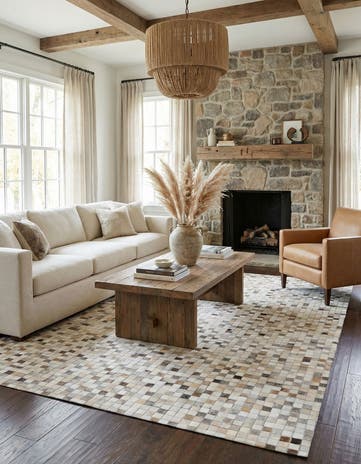 5' x 8' 2 Cowhide Leather Rug