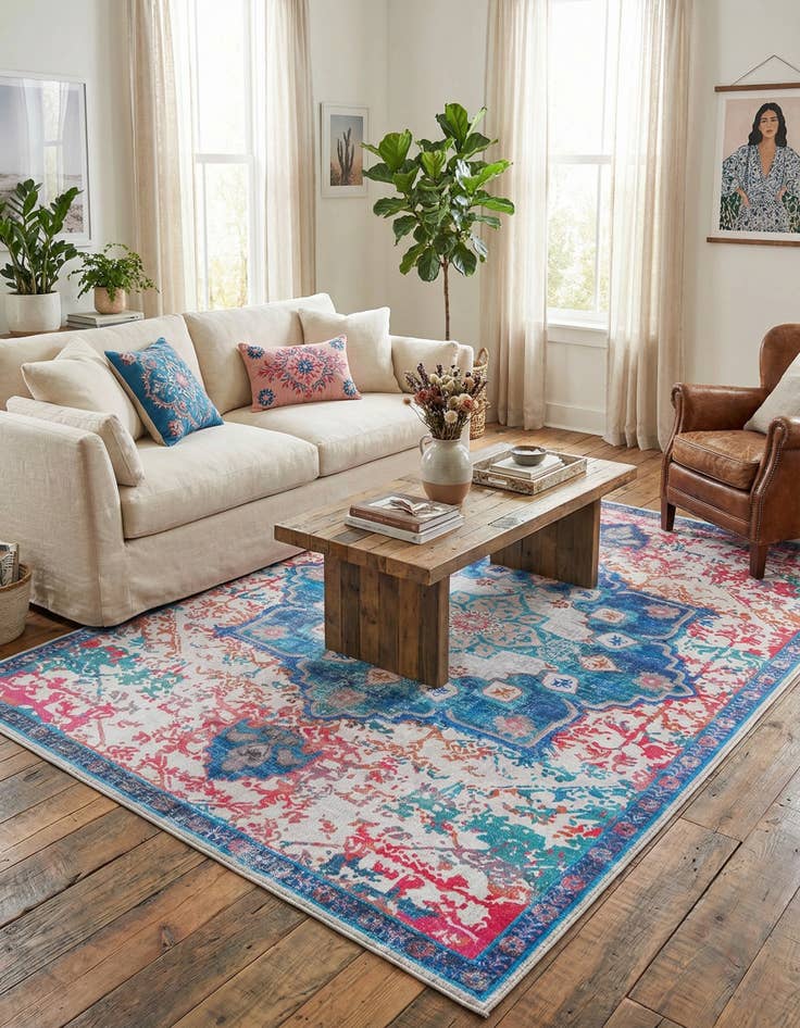 Detail image of  7' 10 x 11'  Washable Francesca Rug