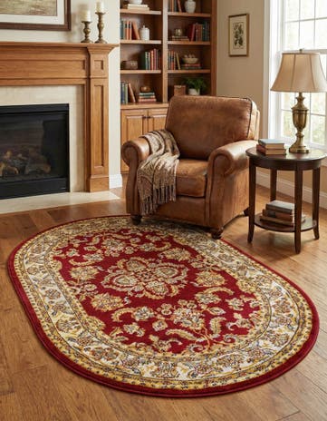 Red Aditi Oval Rug