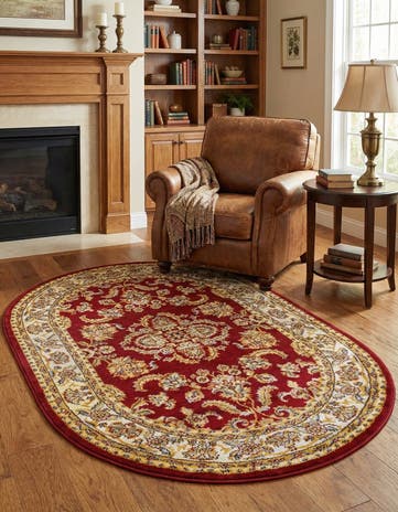 Red Aditi Oval Rug