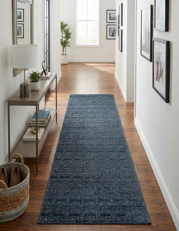 Jill Zarin Navy Blue Uptown Park Avenue Runner Rug