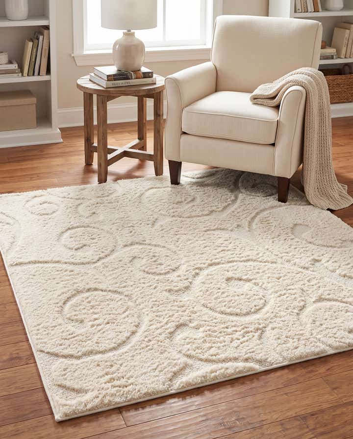 155cm x 155cm Floral Shag Quadrat Teppich
