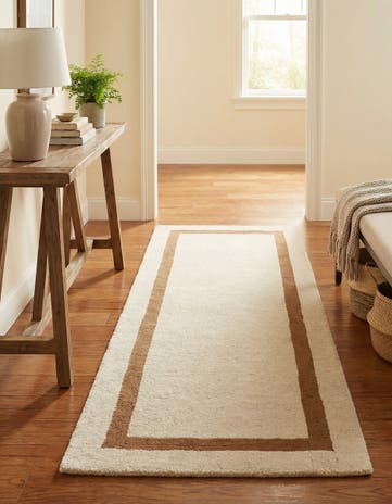 Ivory Jill Zarin Border Wool Runner Rug