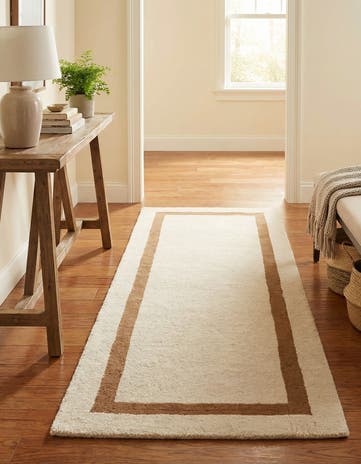 Ivory Jill Zarin Border Wool Runner Rug