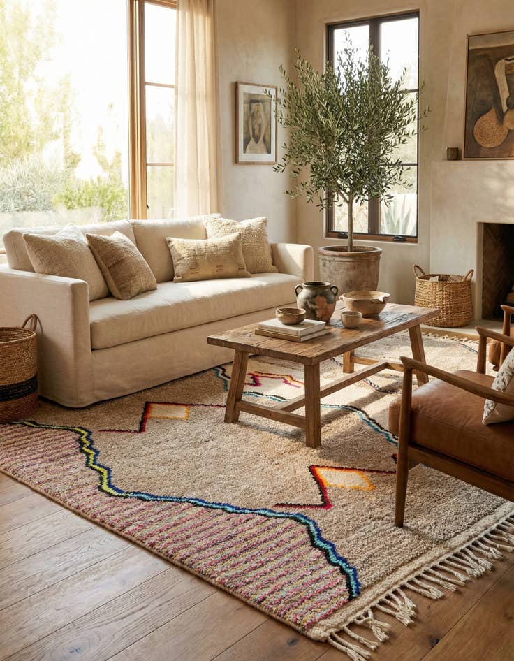 Detail image of 5' 7 x 8' 5  Hand Knotted Moroccan Wool Rug