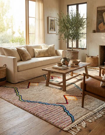 5' 7 x 8' 5 Hand Knotted Moroccan Wool Rug