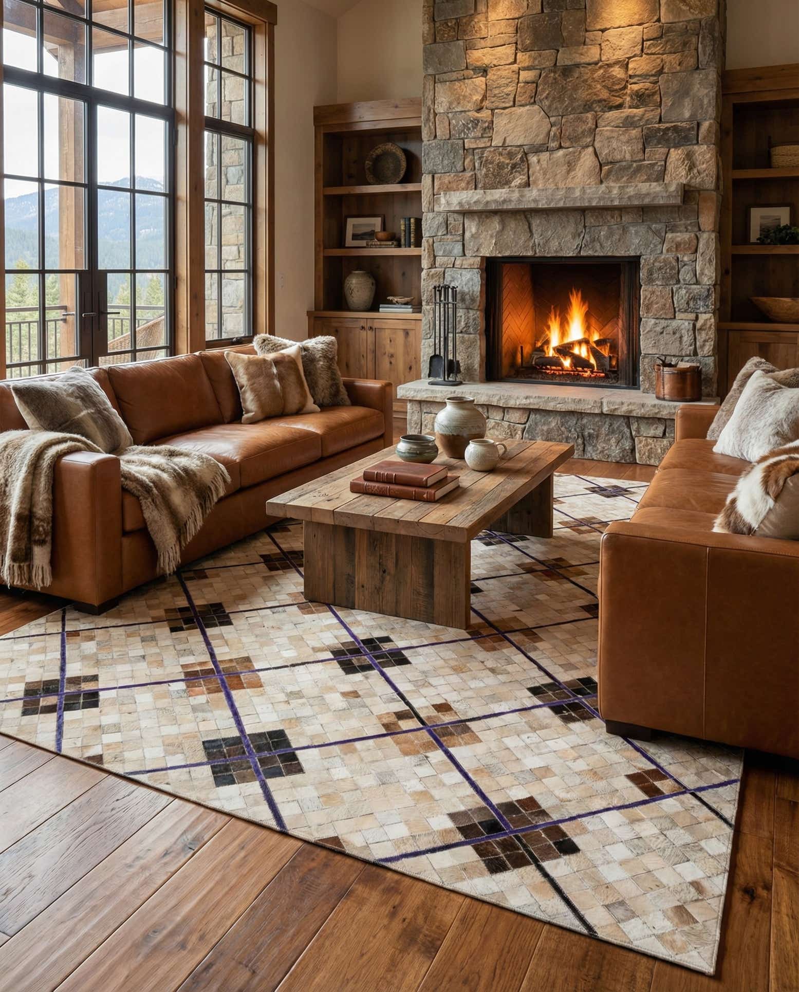 5' x 7' 11 Cowhide Stocks Rug