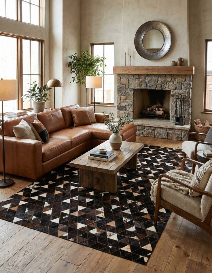 Detail image of 5' 1 x 7' 11 Cowhide - Patchwork Rug