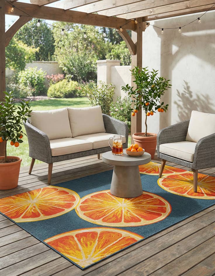 Detail image of 5' 3 x 8' Easy-Clean Modern Indoor / Outdoor Rug