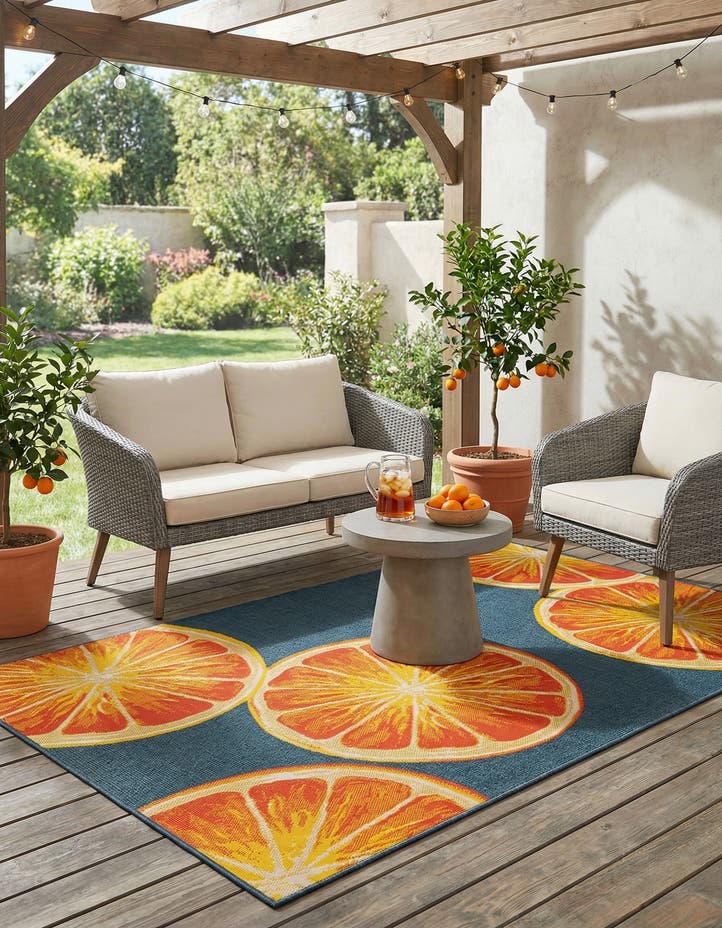 5' 3 x 8' Easy-Clean Modern Indoor / Outdoor...