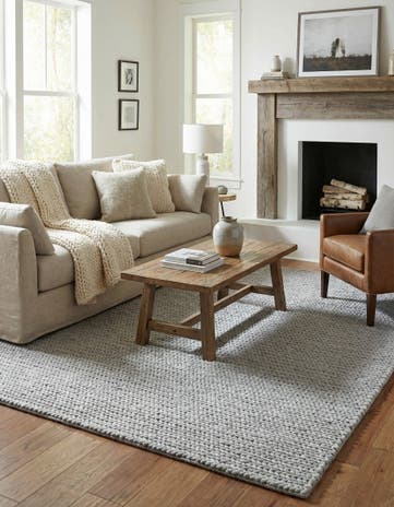 Space Gray Hand Woven Lana New Zealand Wool Rug