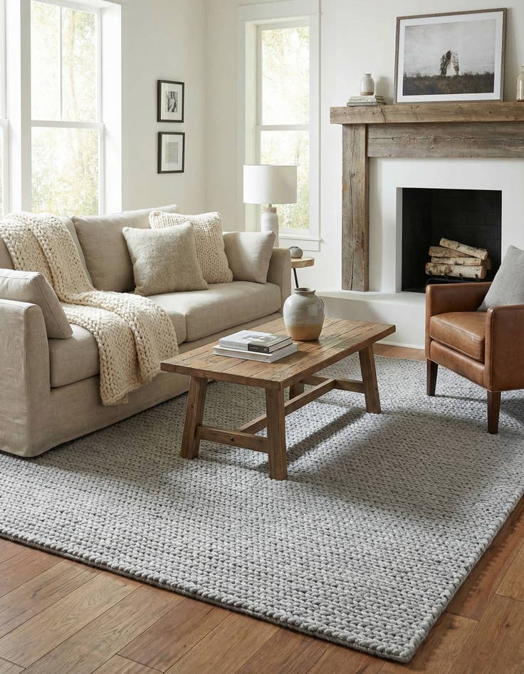 Detail image of 6' 1 x 9'  Hand Woven Lana New Zealand Wool Rug