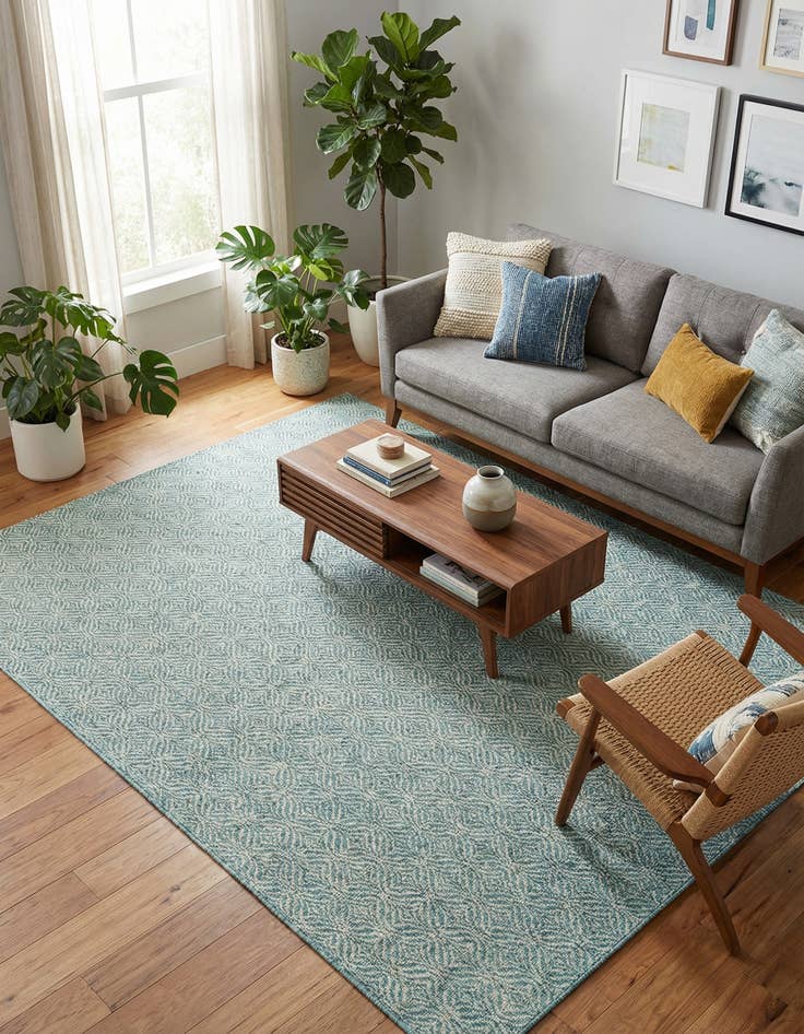 Detail image of 7' x 10' Easy-Clean Trellis Indoor / Outdoor Rug
