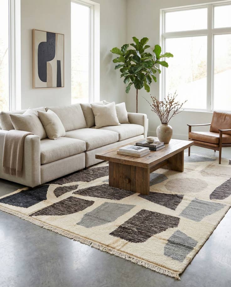 Detail image of 9' 1 x 12' 6 Hand Knotted Moroccan Wool Rug