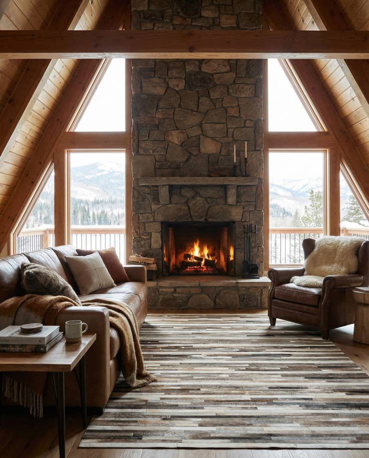 Detail image of 5' 1 x 8' Cowhide Stocks Rug