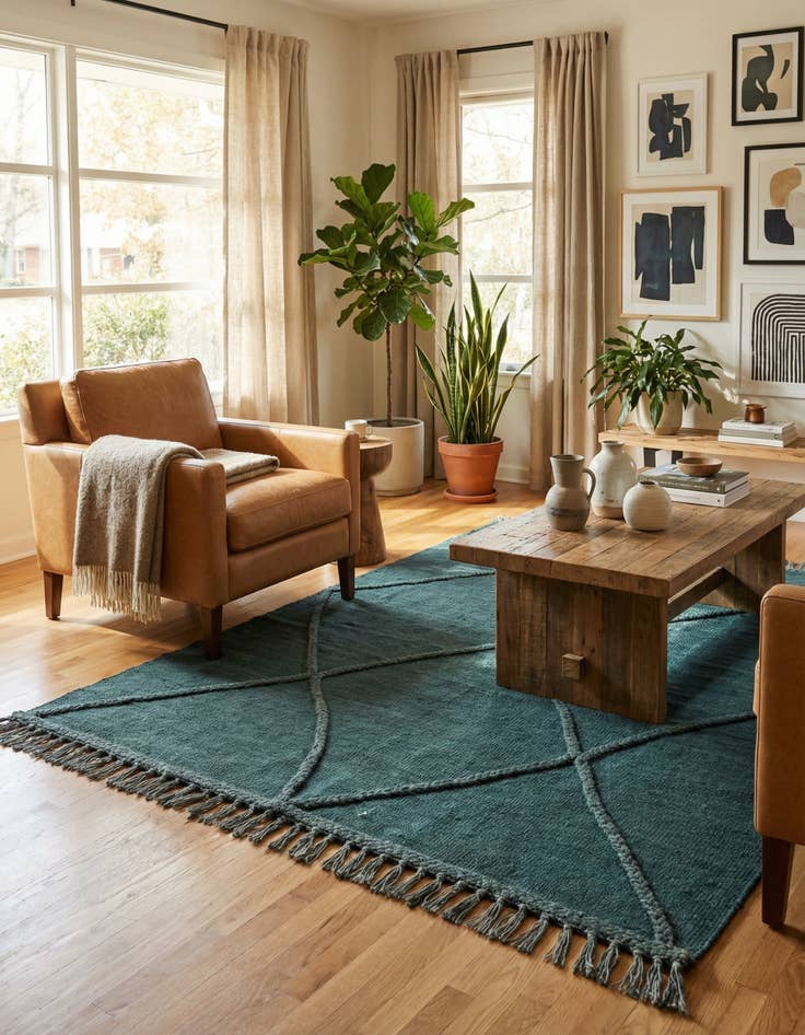 Detail image of 3' 5 x 4' 11  Hand Woven Kilim Modern Wool Rug