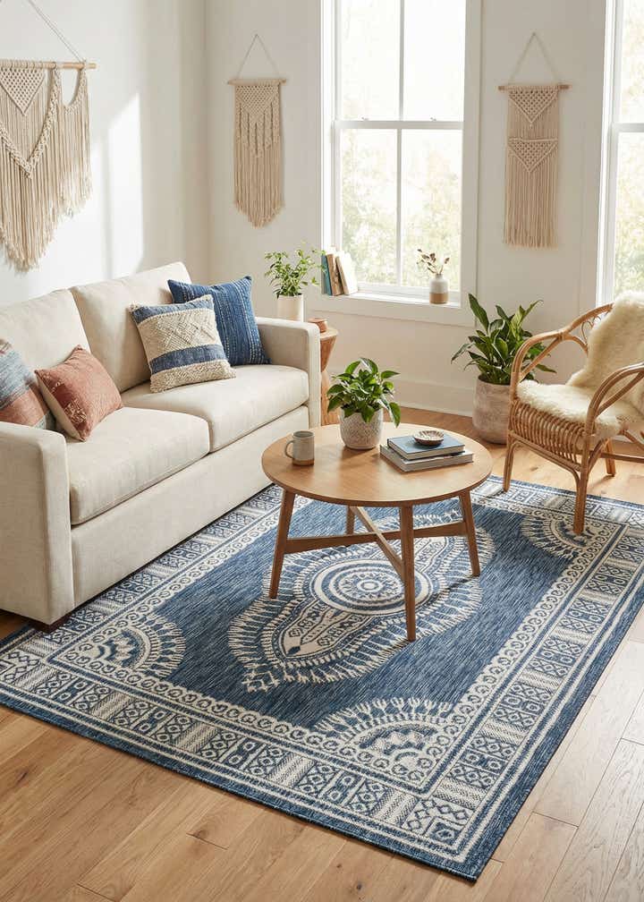5' 3 x 7' Easy-Clean Traditional Indoor / Outdoor Rug