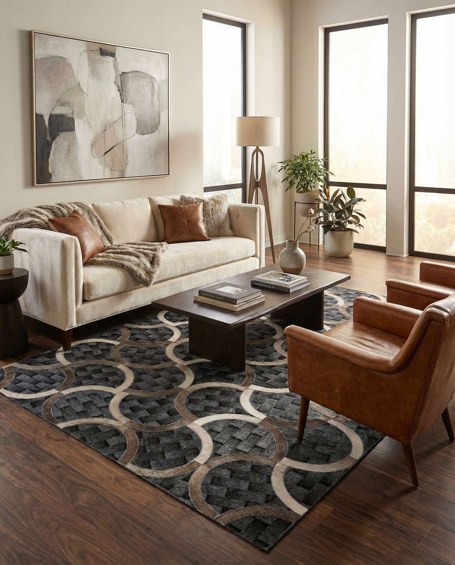 4' 11 x 8' Cowhide - Patchwork Rug