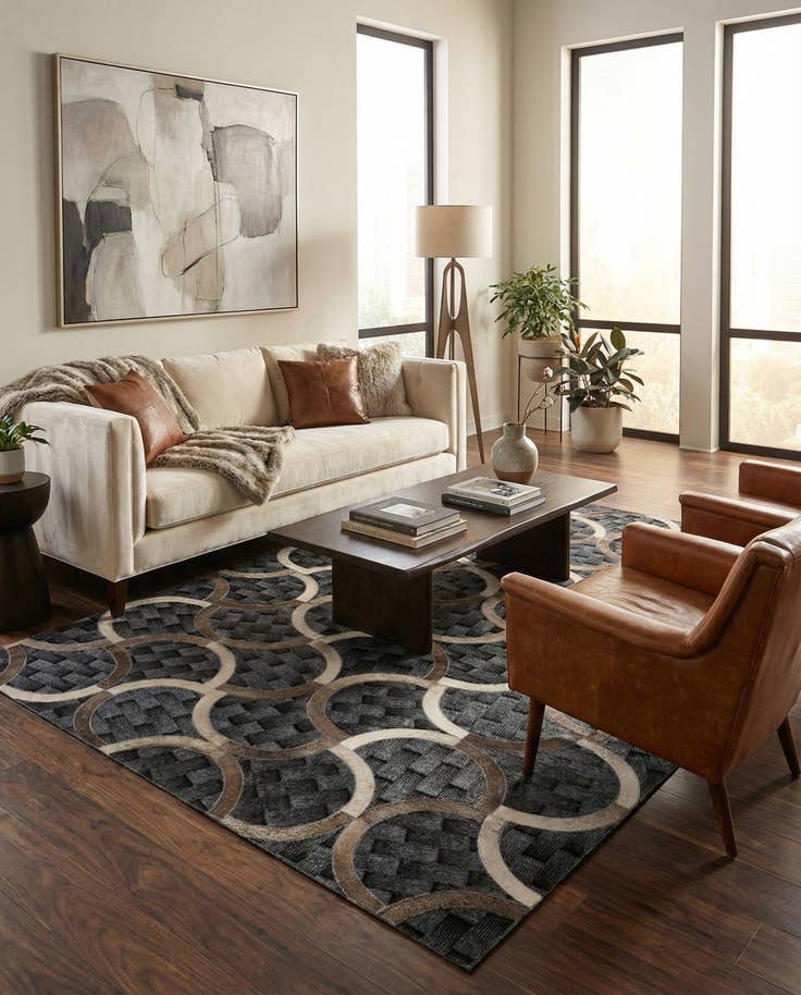 Detail image of 4' 11 x 8' Cowhide - Patchwork Rug