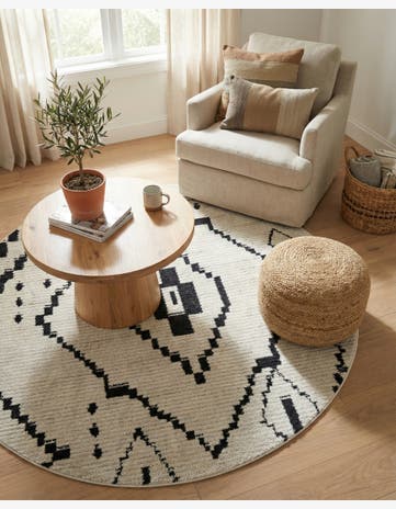 Ivory Morocco Round Rug